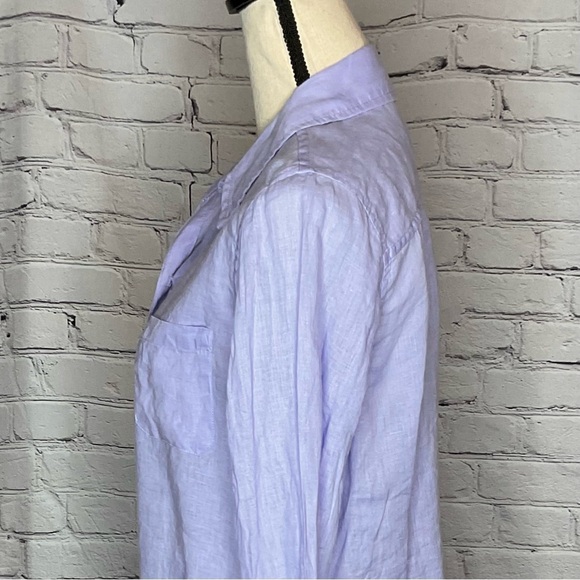 Lilly Pulitzer Pearly Purple Sea View Linen Long Sleeve Button Down Shirt Medium - Picture 5 of 16